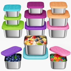 12Pack 6oz Stainless Steel Snack Containers and 2oz Salad Dressing To Go Containers with Silicone Lids