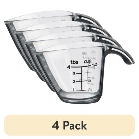 (4 pack) 1/4C Plastic Mini Measuring Cup, Black/Transparent