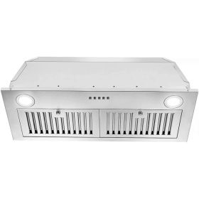 Range Hood Insert 30 Inch; Stainless Steel Kitchen Vent Hood 600CFM; Built-in Kitchen Stove Hood W/Front Button Controls And Front LED Lights; Ba (Option: 30inch)