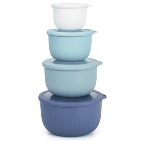 8 Piece Mixing Bowl with Lids Set, Plastic Bowls, Meal Prep Bowl Set, Nesting Mixing Bowls for Space Saving Storage, Ideal for Cooking, Baking (Pack Size: 1 Pack)